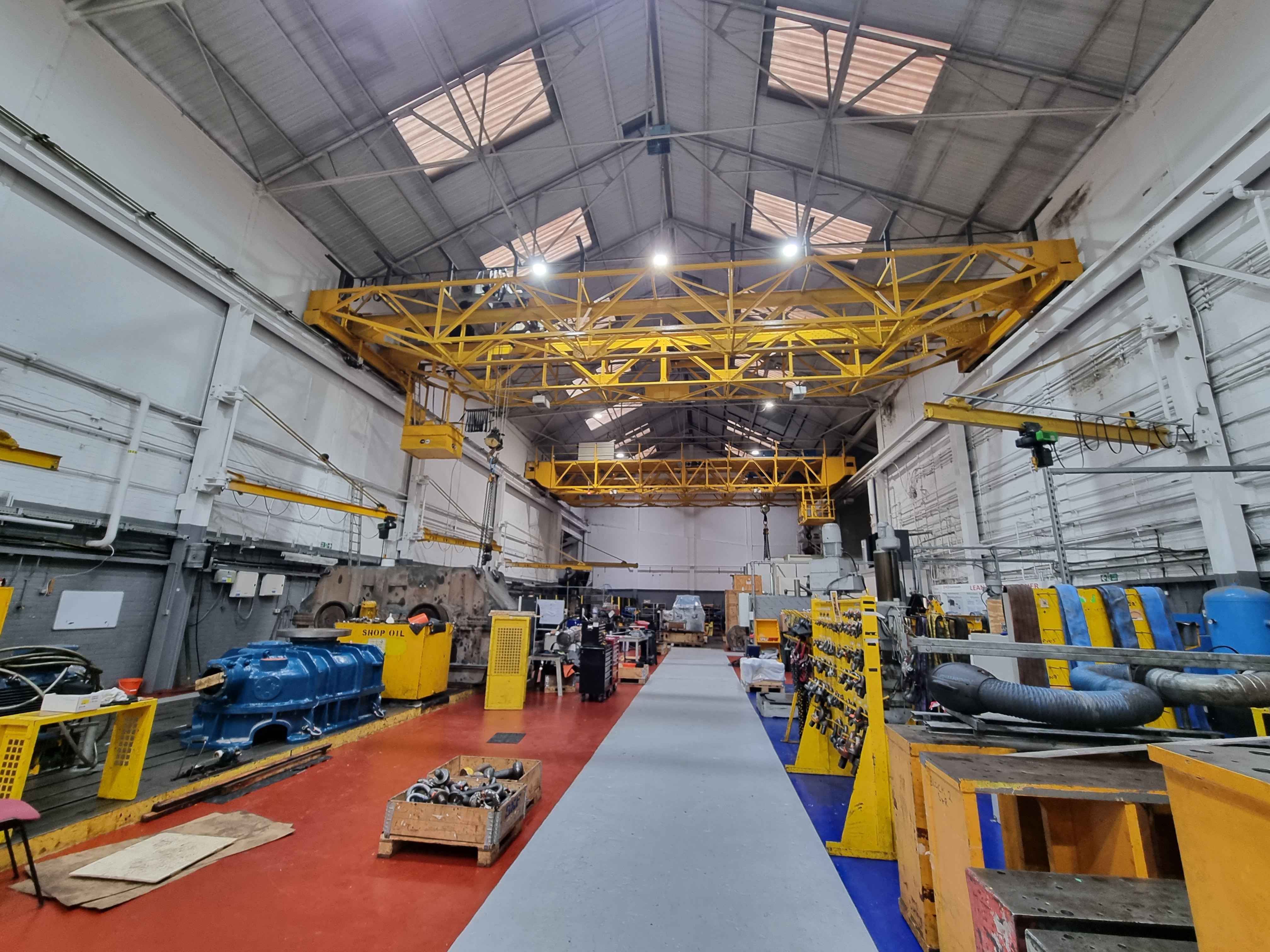 CraneCert overhead crane installation in industrial workshop
